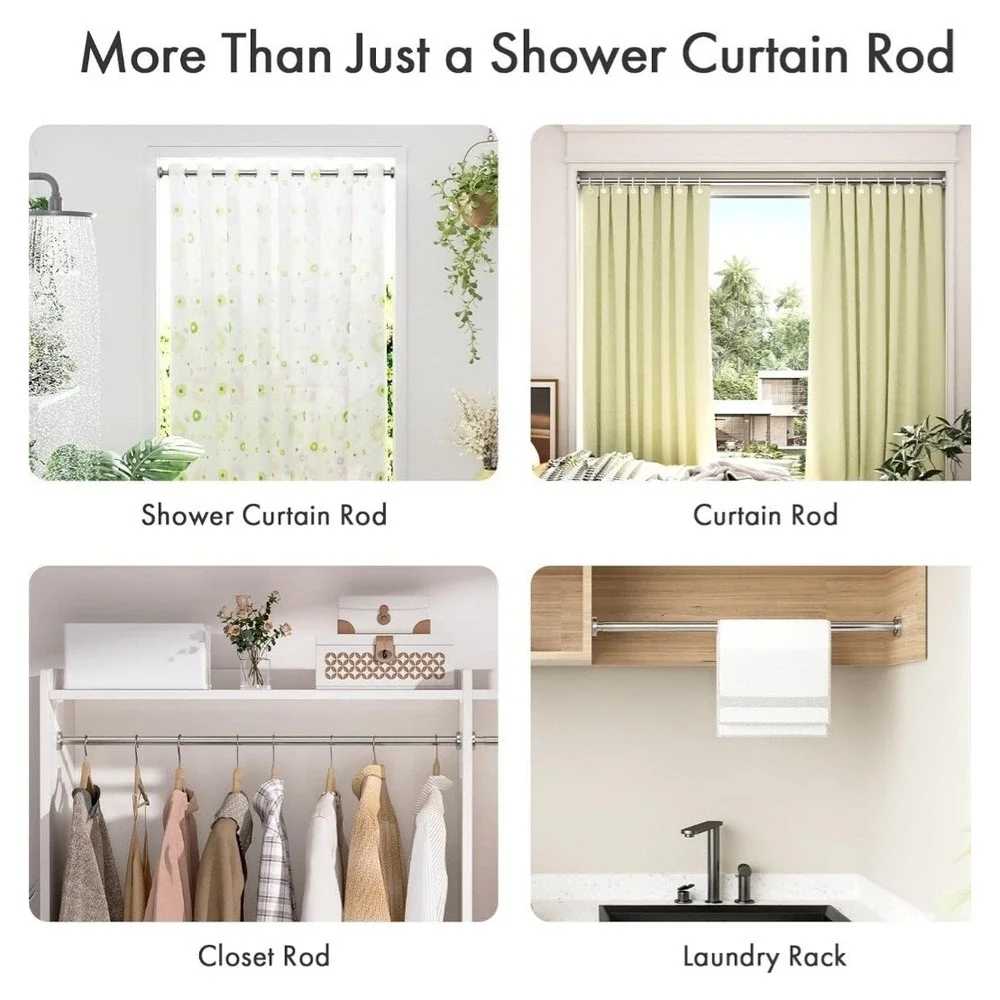 AmazerBath 31-46.5 Inches Spring Tension Shower Curtain Rod, Short Shower Rod...